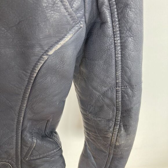BALENCIAGA Woman's Leather Moto Bike Jacket in Gray, size FR34/XS/US 2 - Picture 14 of 16